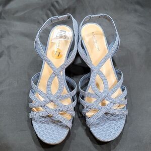 BRAND NEW LONDON FOG LOW WEDGE STYLE ALMOND TOE SANDAL